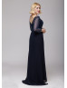 Navy Blue Pearls Mother Of The Bride Dress